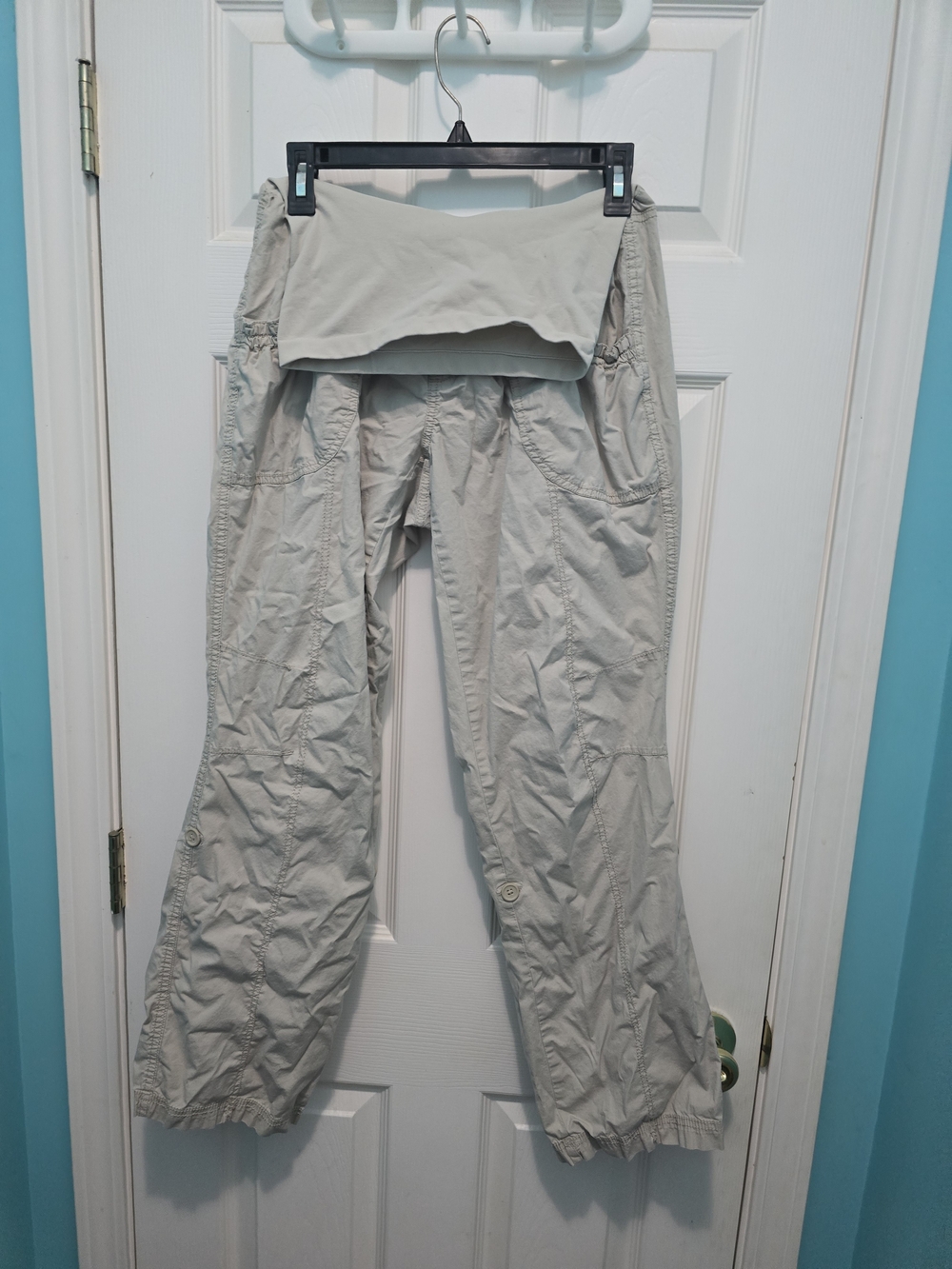 Two Hearts Maternity Light Beige Wide-Leg Fold Up Pants